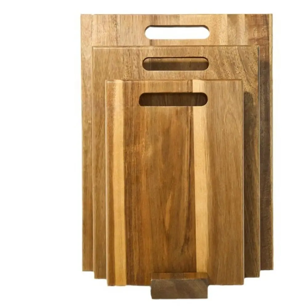 

Solid Wood Cutting Boards Natural Color with Handle Kitchen Chopping Board Rectangle Smooth Chopping Block Cooked Food Tray