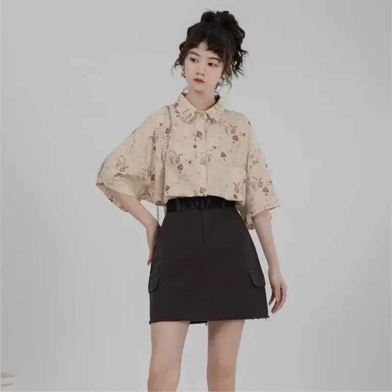 

Shirts Women Corduroy Patch Pocket Shirt Dressy Casual Music Bar Retro Style Blouse For College Students Youthful Daily Life