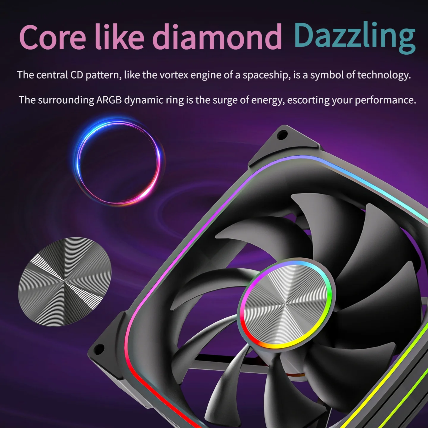 Prism 9Pro Fan 12cm Desktop Computer ARGB Divine Light Synchronous 5V Temperature Control Silent Cooling Chassis Fan - view 5