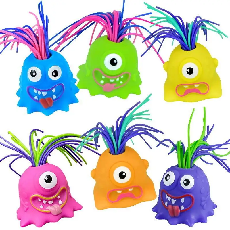 Hair Pulling Will Be Screaming Little Monster Toys Creative Novelty Funny Squeeze Prank Fidget Sound Kids Decompression Glow Toy