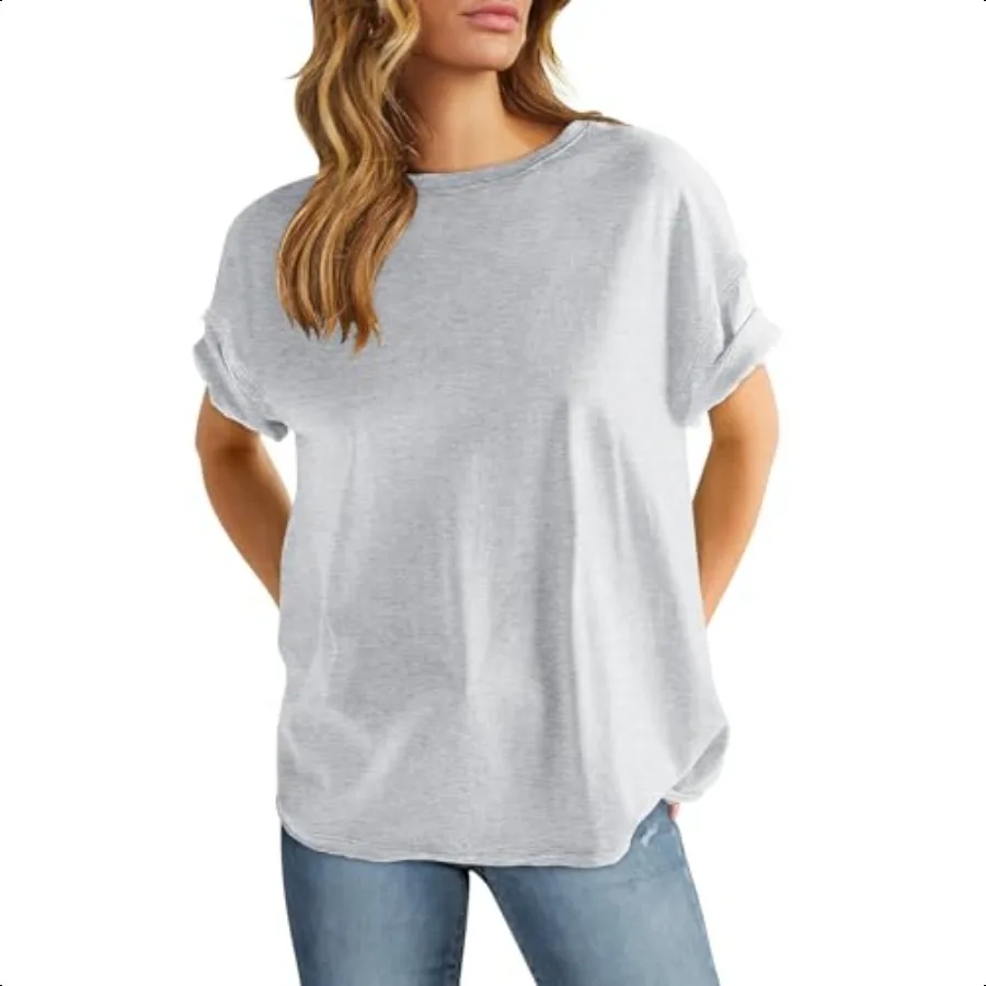 

ANRAB Womens Tops Oversized T Shirts Loose Fit Short Sleeve Crewneck Summer Casual 2025 Trendy Boxy Tee Blouse