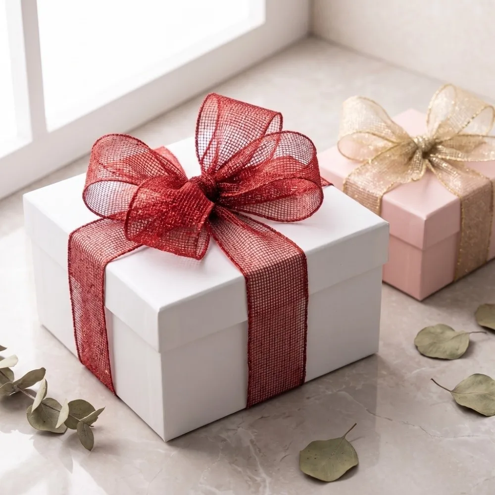 2.5in Wide Christmas Tree Mesh Ribbon Wavy Binding 1Roll 179.13in Christmas Tree Decorations Bowknot Material DIY
