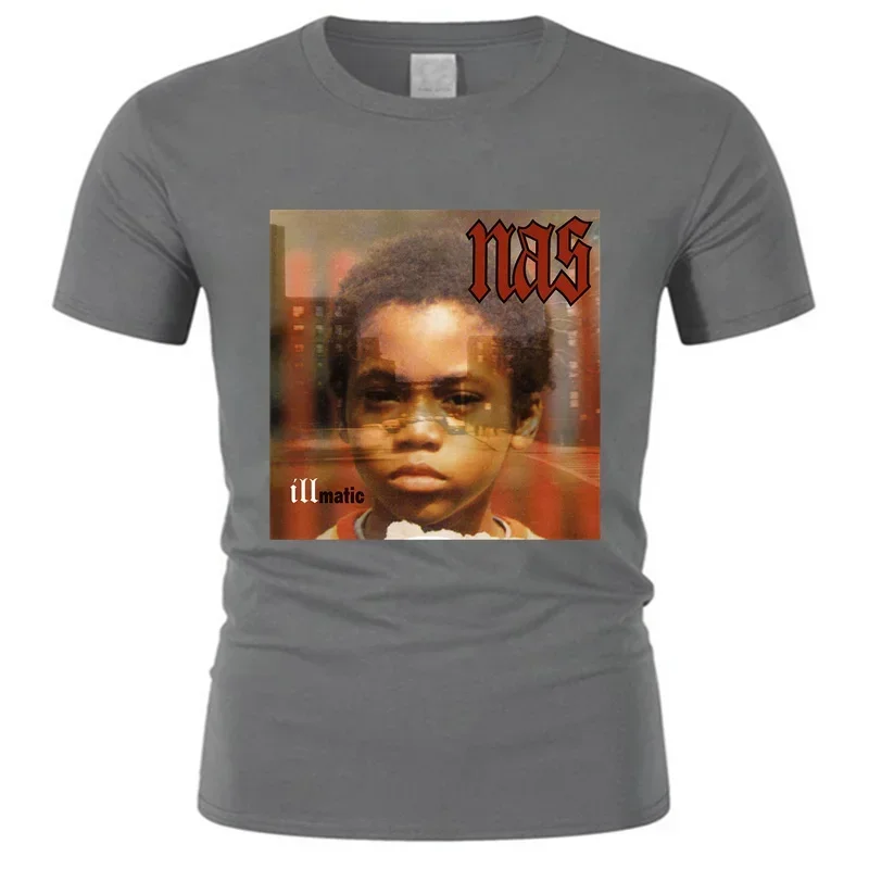 Penutup Album kustom NAS Illmatic hadiah teeShirt grafik HipHop untuk pria uniseks kerah O pakaian jalanan musim panas keren TShir