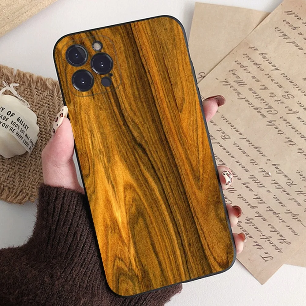 Wood Grain Phone Case For iPhone 16 15 14 13 12 Mini 11 Pro XS Max X XR SE 6 7 8 Plus Soft Silicone Cover