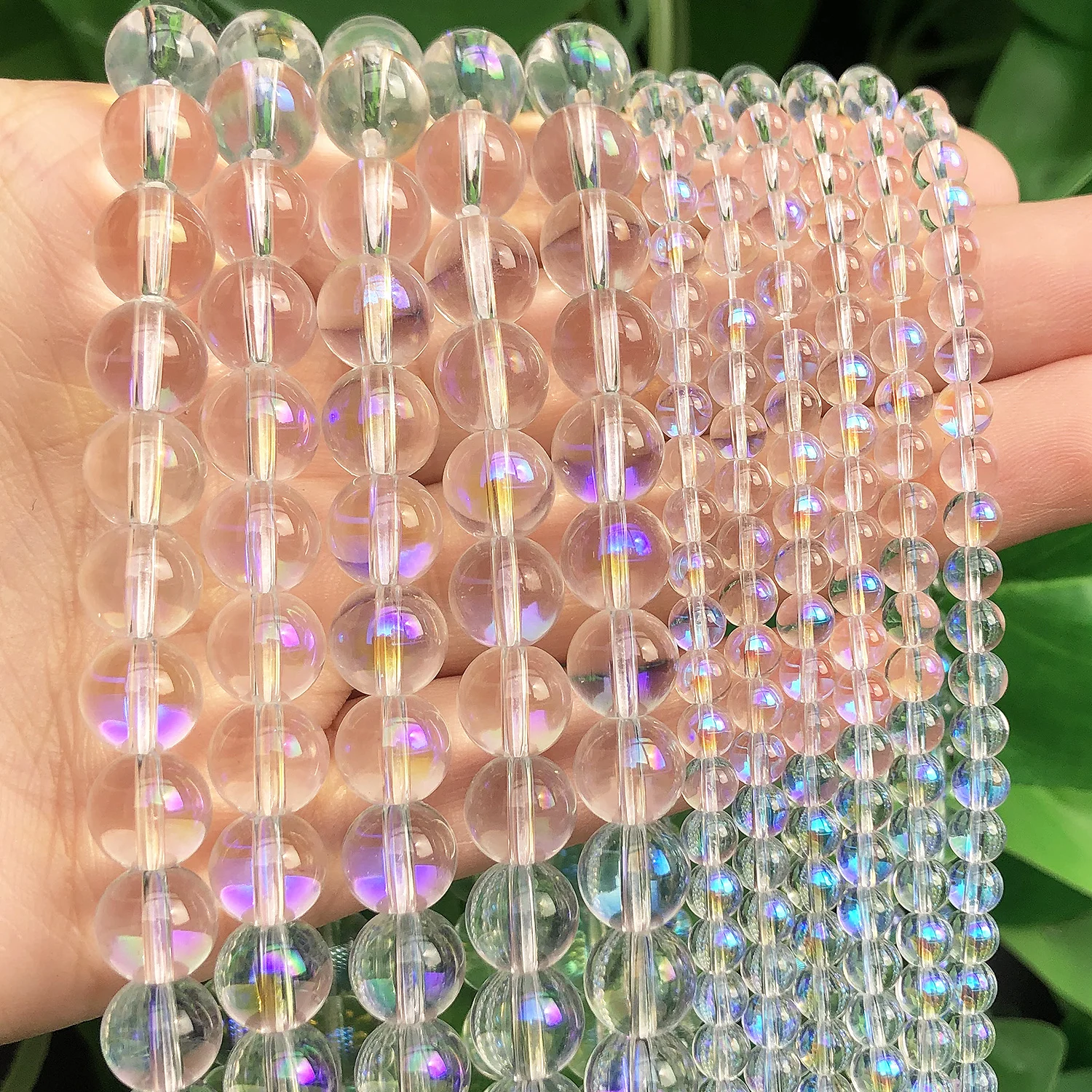 AB Blue Purple Quartzs Crystal Beads Clear Natural Round Stone Loose Beads DIY Accessories for Jewelry Bracelet Making 2-8mm