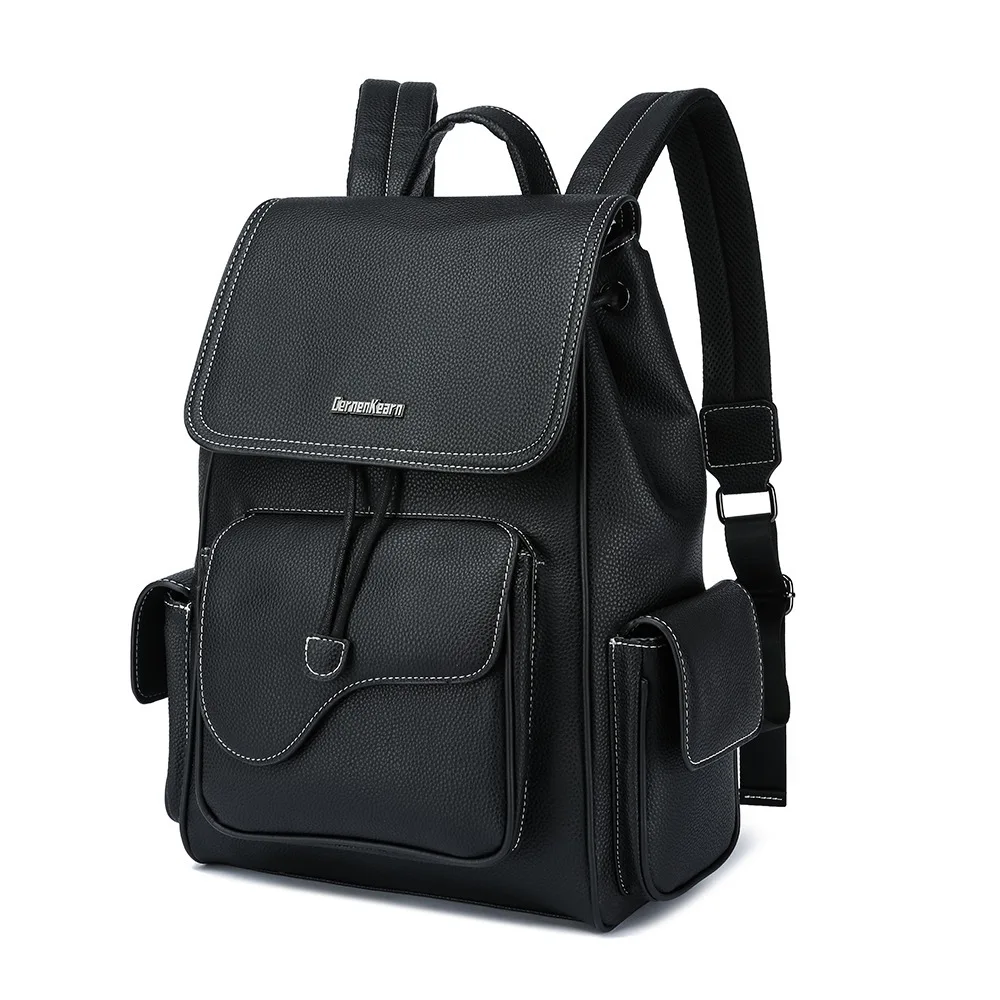 Neuer modischer Rucksack für Herren, luxuriöser Leder-Reiserucksack, Herrenrucksack mit großer Kapazität, Laptoptasche mit Klappe, Schnür-Rucksack, Schülerrucksack. – Detail 9