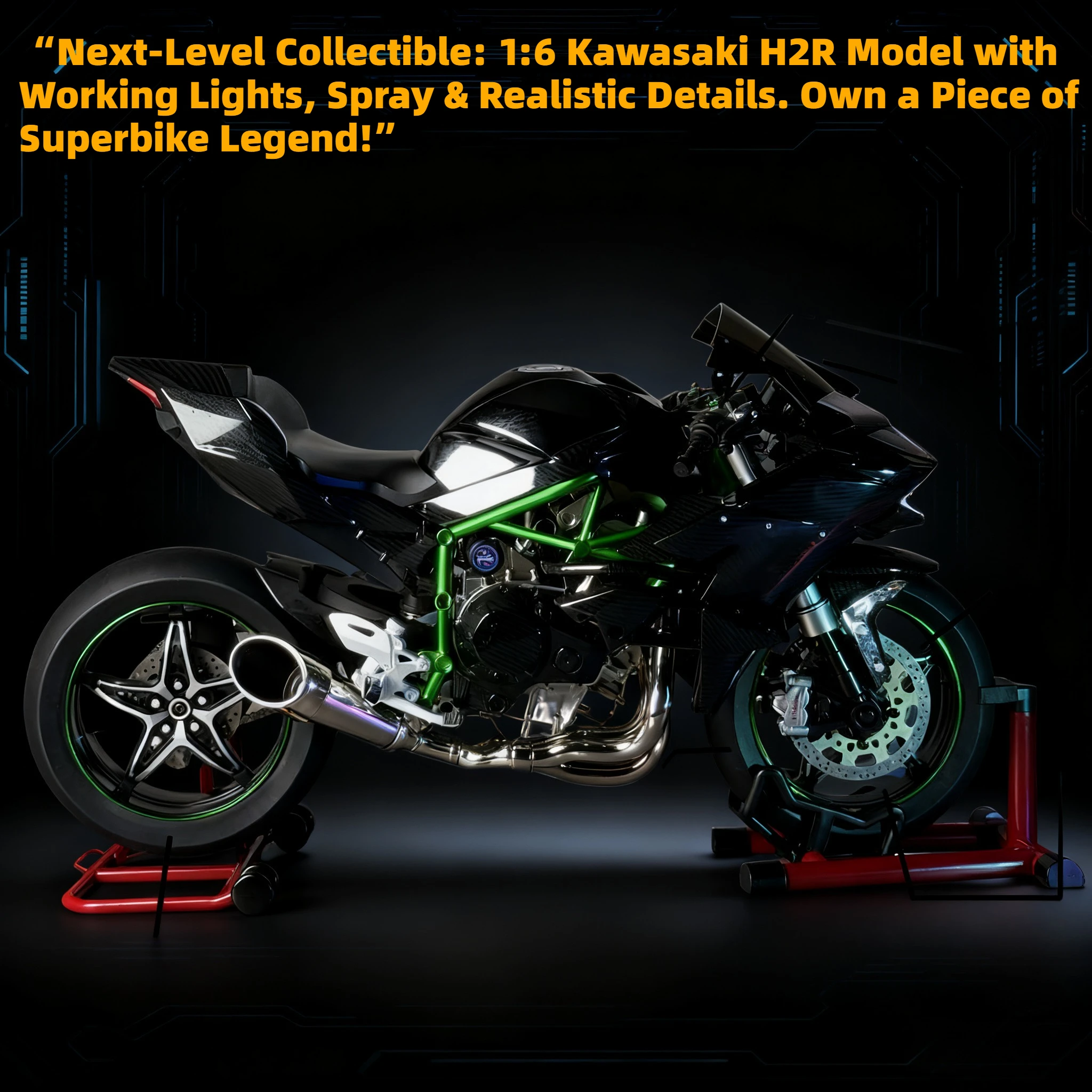 

1:6 Kawasaki H2R гальванический серебряный дорожный гоночный мотоцикл из сплава, литая под давлением модель, домашний настольный дисплей, динамические спрей-украшения