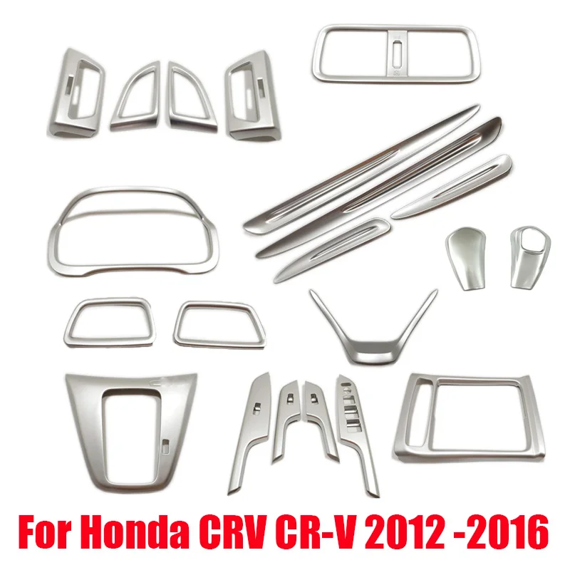 Do Hondy CRV CR-V 2012 13 14 15 16 ABS Matowa przednia deska rozdzielcza Przełącznik podnośnika szyby Panel zmiany biegów Naklejka na nawiew powietrza Pokrywa Wykończenie