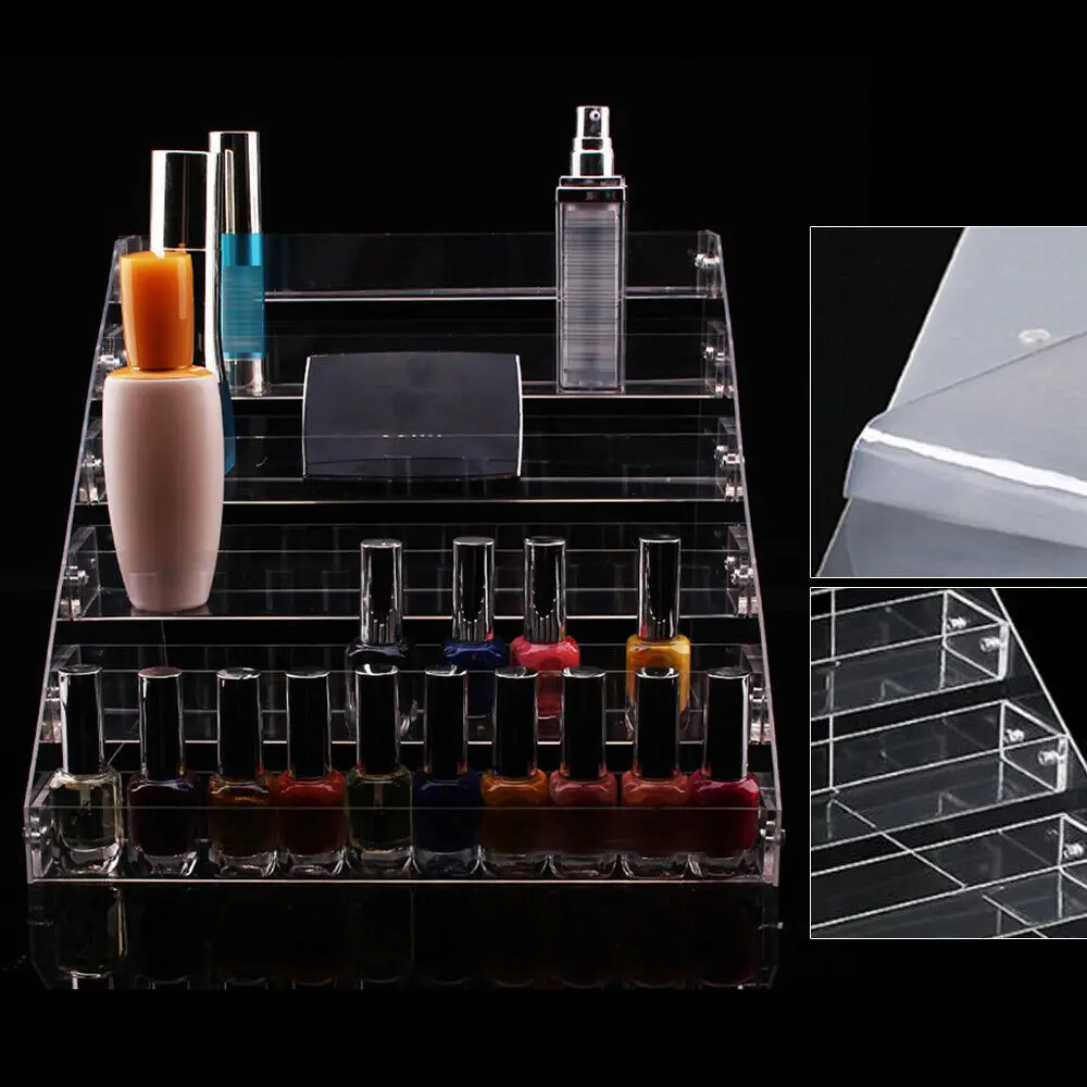 6 Tier Clear Acrylic Rack Perfume Makeup Ladder Display Stand Risers Ink Shelf Acrylic Stand for Action Figures Paint Cosmetics