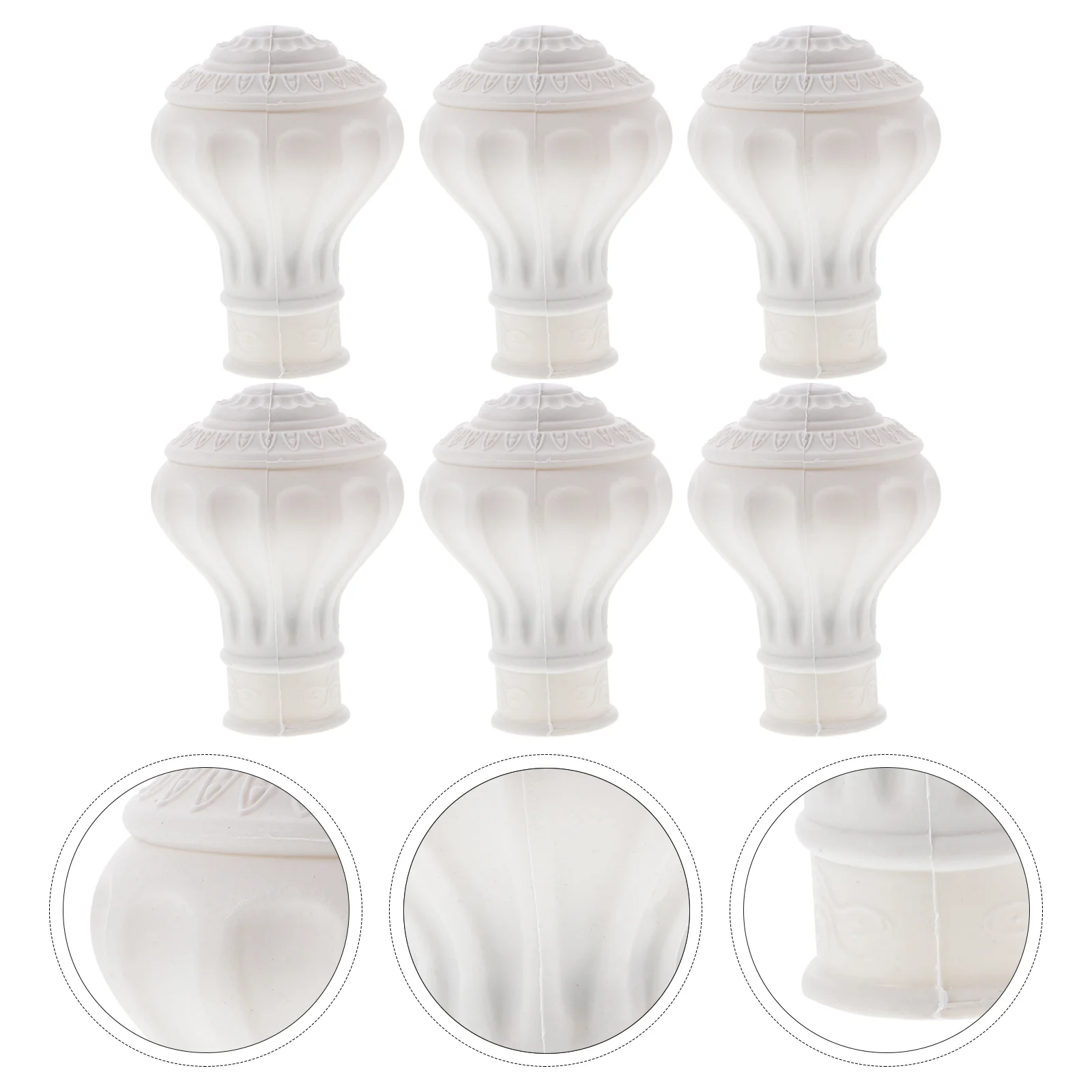 12 Pcs Roman Club Head Accessories Finials For Curtain Rod Final End Caps Plug Decor Rail Plugs Pole Ends