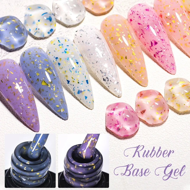 Description Picture 4 of itemMEET ACROSS 7ml Gold Blue Foil Glitter Rubber Base Gel Self-leveling Semi Permanent Soak Off UV LED Gel Varnish Top Coat Manicur