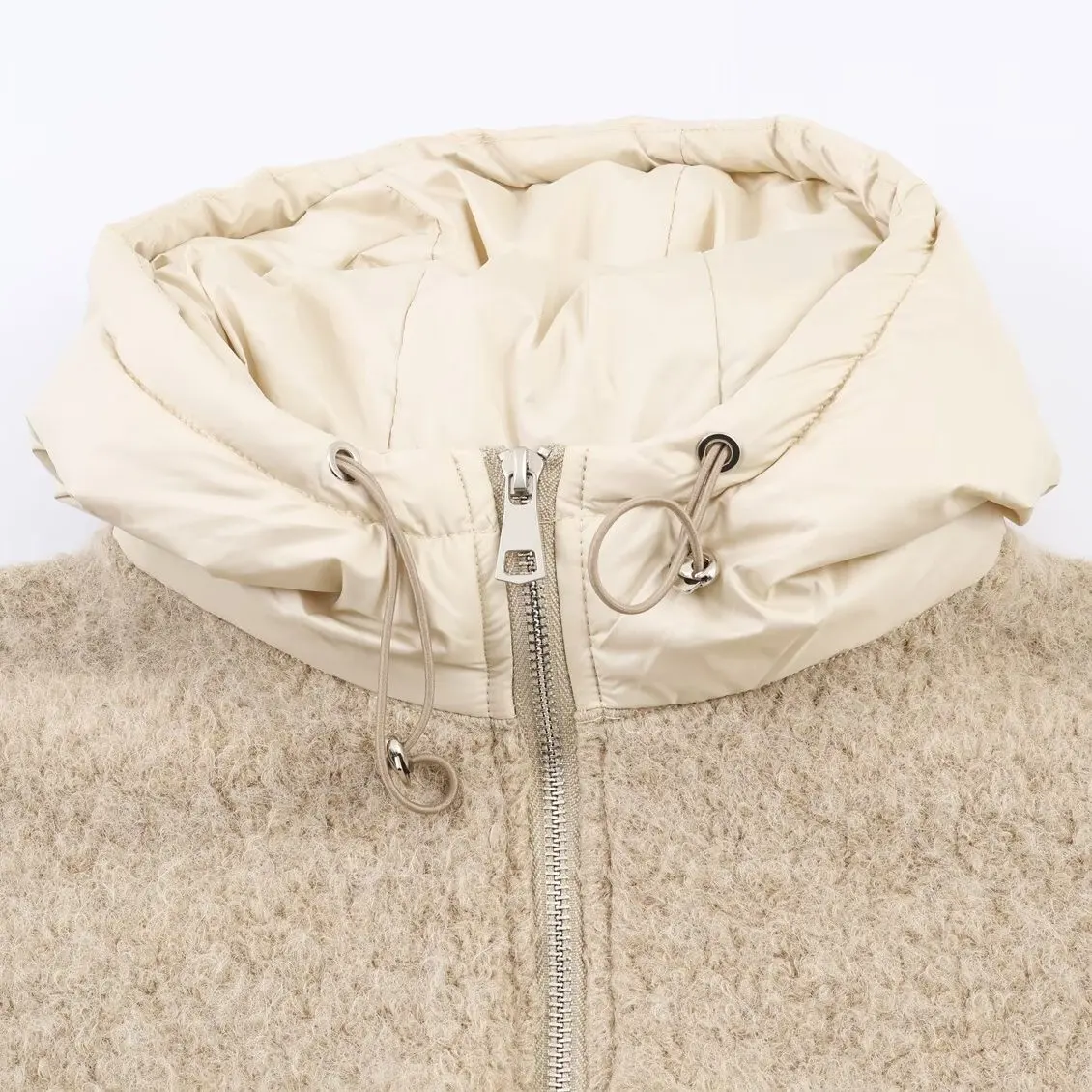 เสื้อคลุมไหมพรมถักแบบมีฮู้ดสำหรับผู้หญิง ฤดูใบไม้ร่วง ฤดูหนาว แขนยาว แต่งขนวงกลม ซิปหน้า ผ้าโพลีเอสเตอร์ แบบเปิด