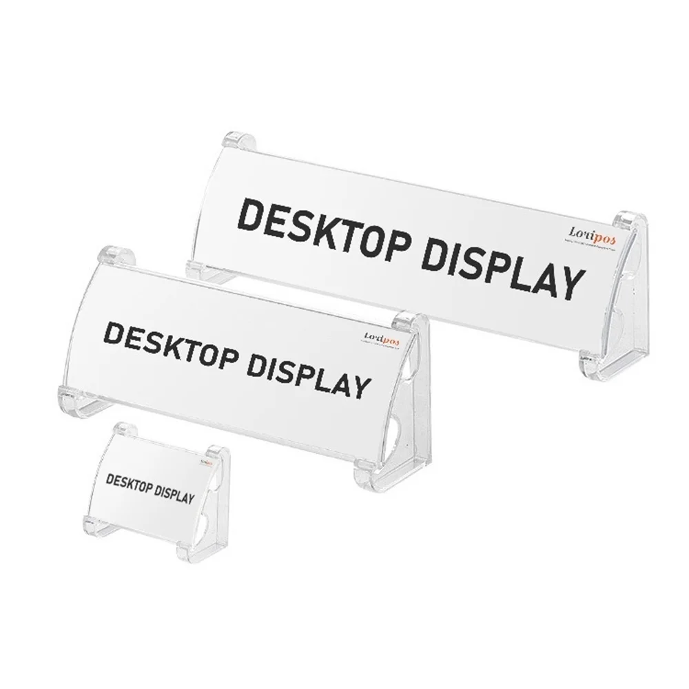 Double Sided Office Famous Brand Name Card Sign Frame Clear Plastic Price Tag Product Introduction Display Stand 2pcs