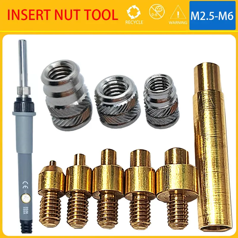 M2 M3 M4 M5 M6 Stainless Steel Insert Nut and Soldering Iron Tip Copper Insertion Nut Tool Set Kit For Plastic 3d Printing Parts