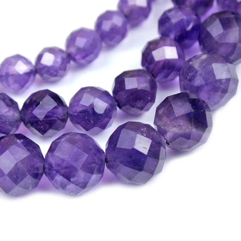 Natural Stone Beads Faceted Amethysts Loose Spacer Beads For Jewelry Making DIY Earrings Bracelet Accessories 7\'\' 6/8/10mm