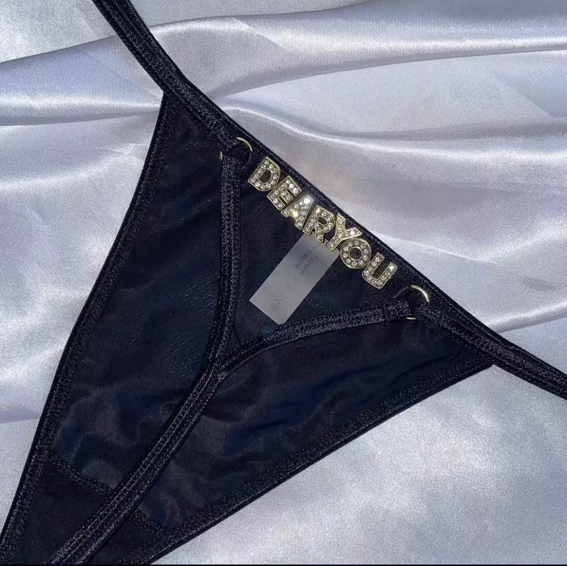 Tanga con nombre personalizado para mujer, bragas sexys, ropa interior de Bikini con letras, Tanga personalizado, lencería con cadena corporal en la