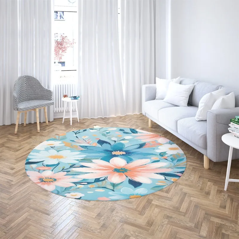 Pink Peony Floral Area Rug Soft Non Slip Floor Mat Sweet Flower Print Carpet For Bedroom Sofa Coffee Table Nursery Home Decor