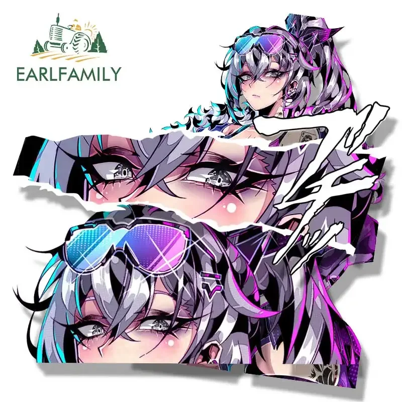 EARLFAMILY Streetwear Silver Wolf Fanart Car Sticker Honkai Star Rail Sketch Waifu Decal JDM Cartoon Peek Girl Graffiti Stickers