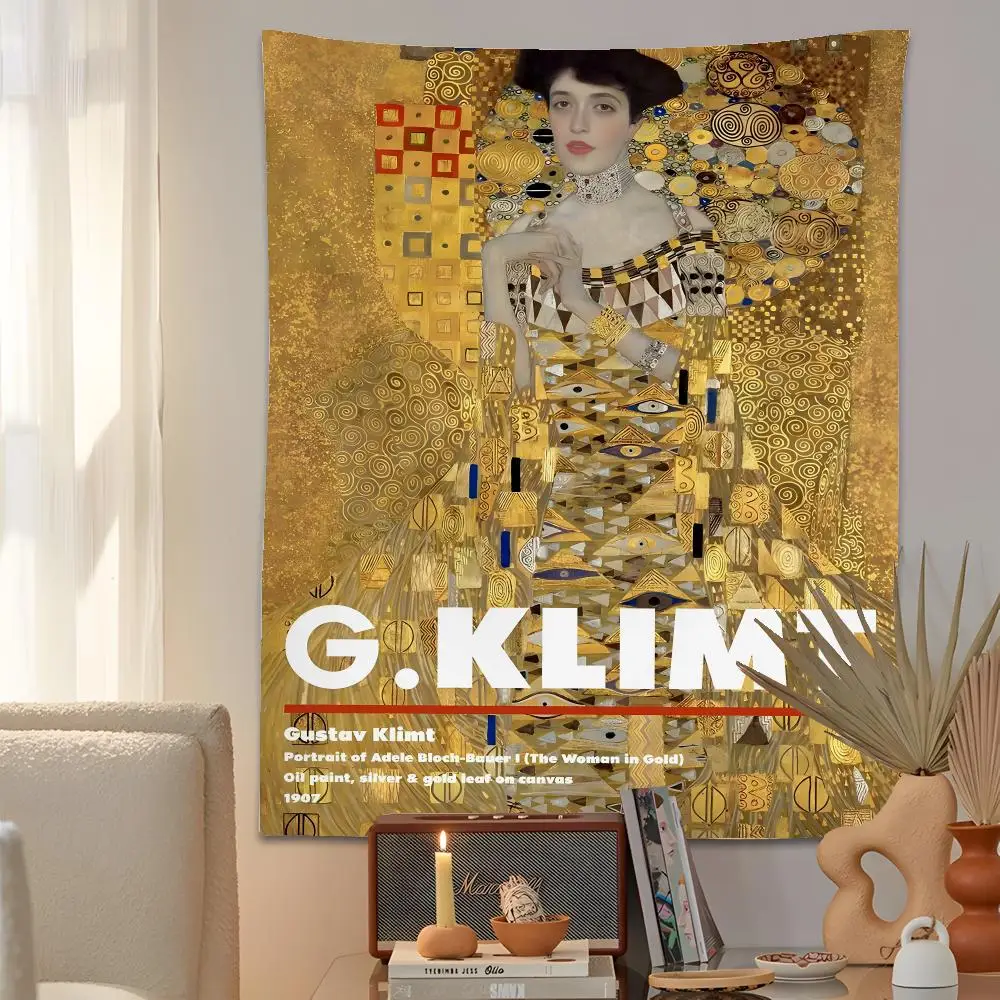 Painter G-Gustav Klimt Tapestry Microfiber Background Art Decor For Bedroom Living Room  Outdoor Festival Wall Decor