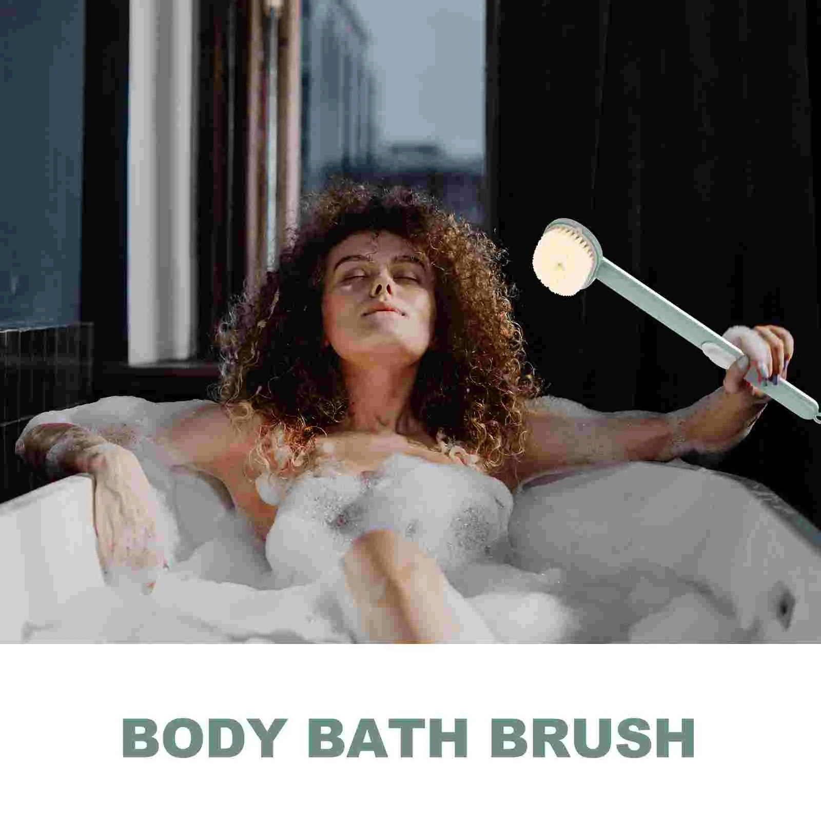 Long Handle Bath Brush Green Shower Body Bathing Exfoliating Portable Back Scrubber