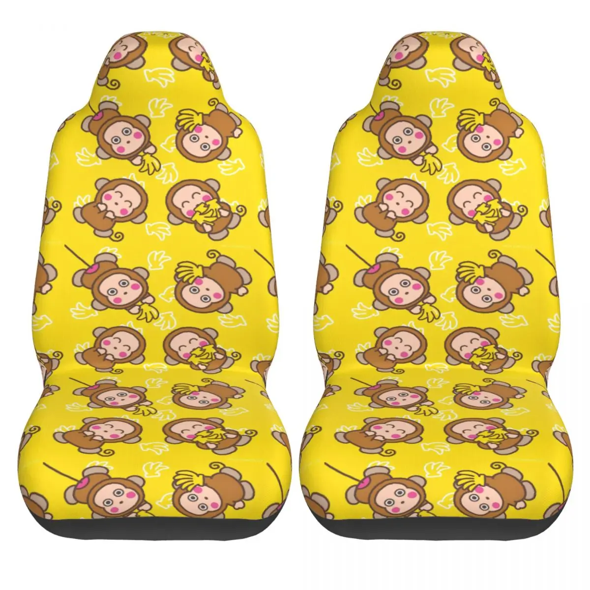 

Чехлы на автомобильные сиденья Monkichi, дышащие 2-х шт., автомобильные чехлы на сиденья, милый автомобильный полиэстеровый чехол
