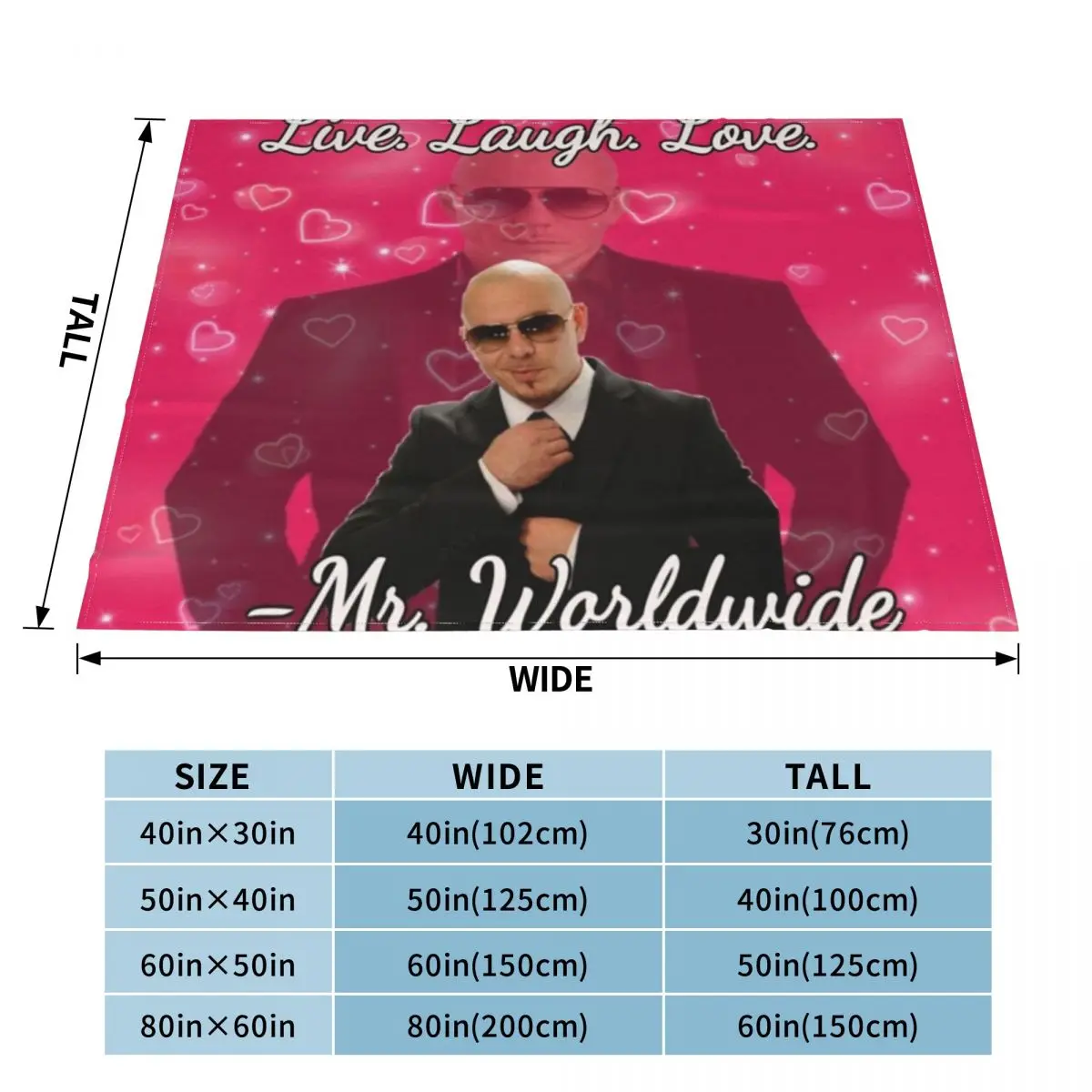 mr worldwide live. laugh. love. Throw Blanket Plaid on the sofa Decorative Throw Blanket Beautiful Blankets