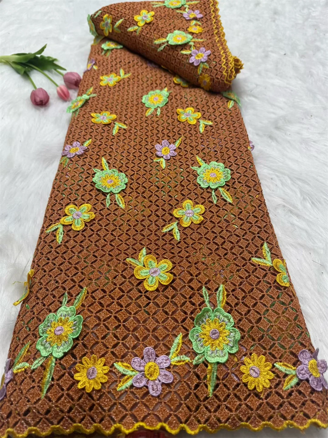 

African Cord Guipure Lace Fabric 2026 French Asoebi Chantilly Water Soluble Lace Fabric High Quality For Party Dress