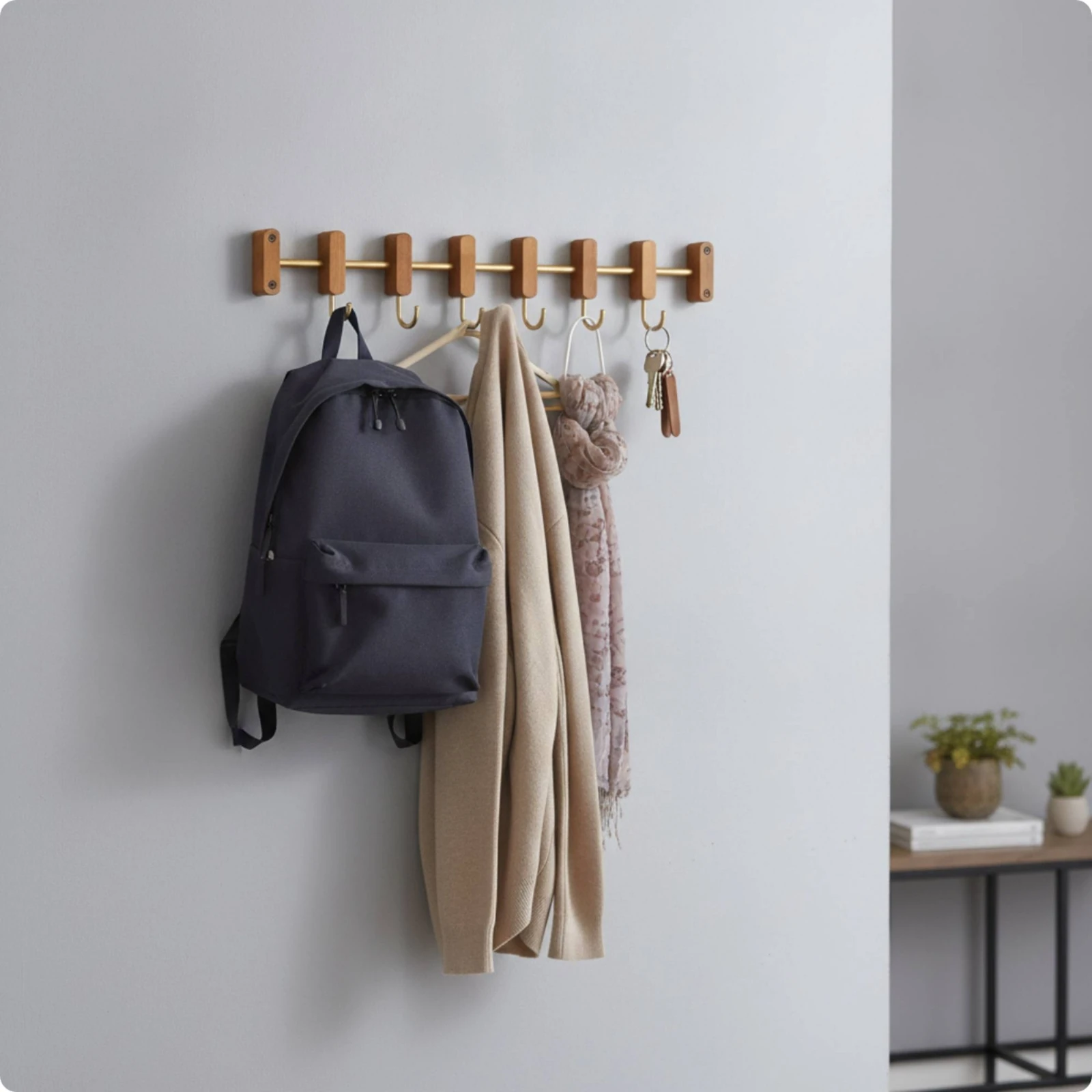 Picture 4: Sliding Coat Hook Rack Metal Wall Coat Hook Rack Multipurpose Long-Lasting for Entryway, Bedroom