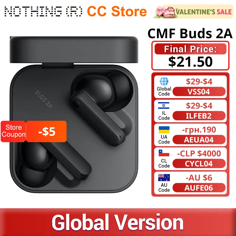 Глобальная версия CMF Buds 2a Драйвер 12,4 мм 42 дБ ANC 4HD Микрофоны до 31 часов воспроизведения IP54 Bluetooth 5.4