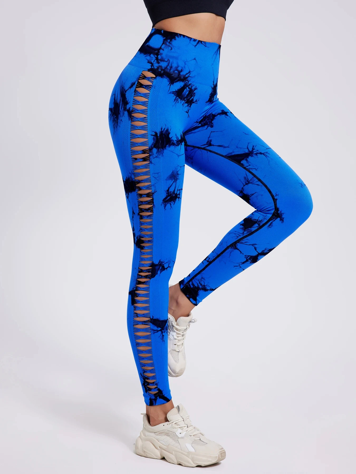 2024 Tie Dye Sexy Gym Leggings Women Hollow Out Butt Lifting Casual Pants Running Outdoors Fitness Leggings Women High Waist