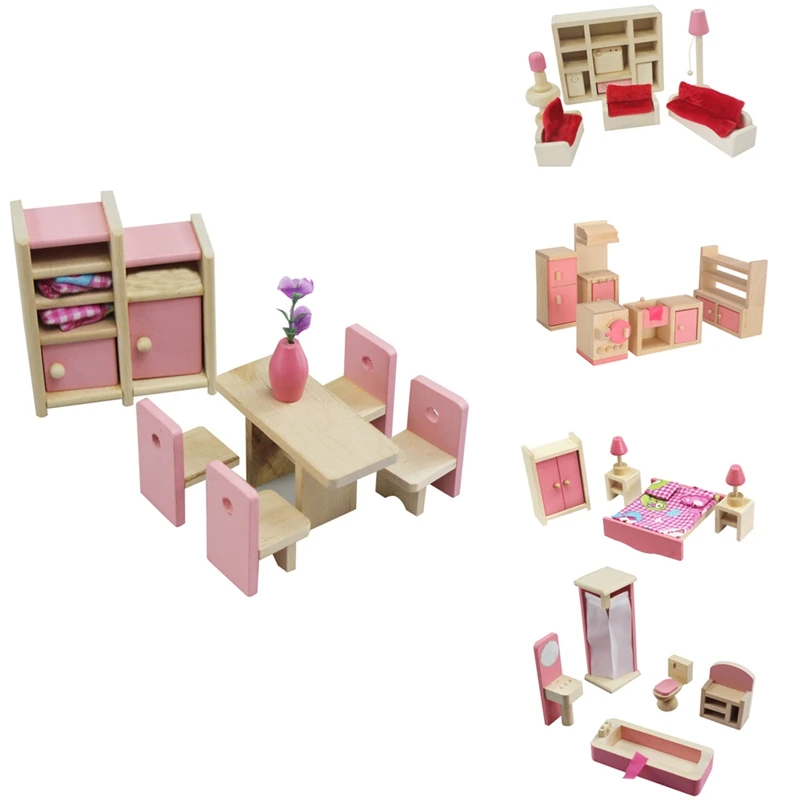 

FBIL-1 Set Delicate Kids Pretend Role Wooden Toy Dollhouse Miniature Children's Educational Toy House