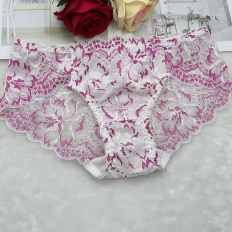 Japanese Style Sexy Men's Sheer Lace Shiny Pouch Bag Briefs Sweet Pink Male Mesh Gay Underwear Mid Waist Breathable Panties view 3