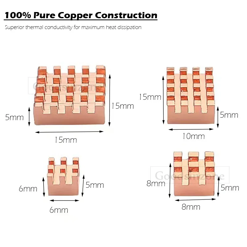 4 قطعة/الوحدة النحاس المبرد ل StarFive VisionFive 2 - 4-حزمة مبردات النحاس النقي مع منصات الحرارية لتبريد رقاقة وحدة المعالجة المركزية RAM LAN