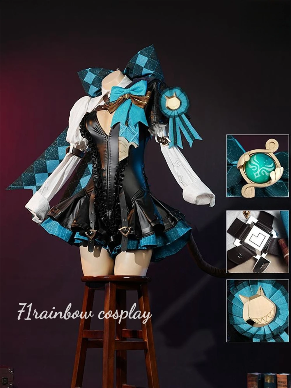 Genshin Impact Lynette Cosplay Costume Game Lynette Christmas Roleplay Uniforms Dress Sexy Cosplay Costumes Clothes