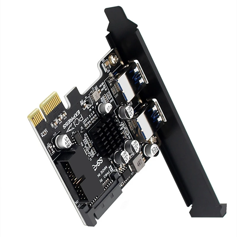 Placa riser pci-e para usb3.0 com 2 portas usb placa de expansão pci-e conector de alimentação sata de 19 pinos suporte pcie 1x 4x 8x 16x