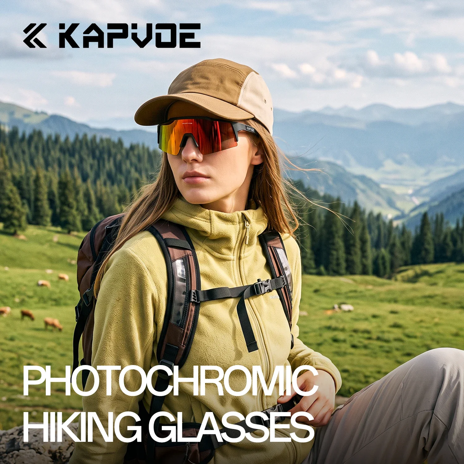 Kapvoe Outdoor Photochromic Cycling Sunglasses Men Mountain Glasses Bicycle Goggles Women Sports UV400 Mountain Hiking Eyewear