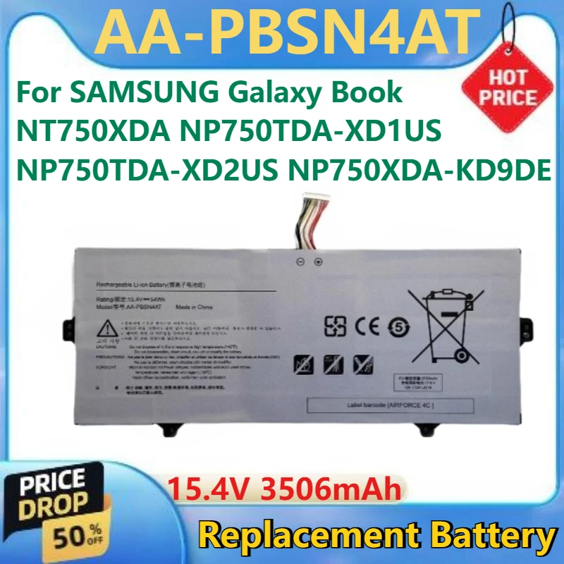 

For SAMSUNG Galaxy Book NT750XDA NP750TDA-XD1US NP750TDA-XD2US NP750XDA-KD9DE High Quality New Laptop Battery 3506mAh AA-PBSN4AT