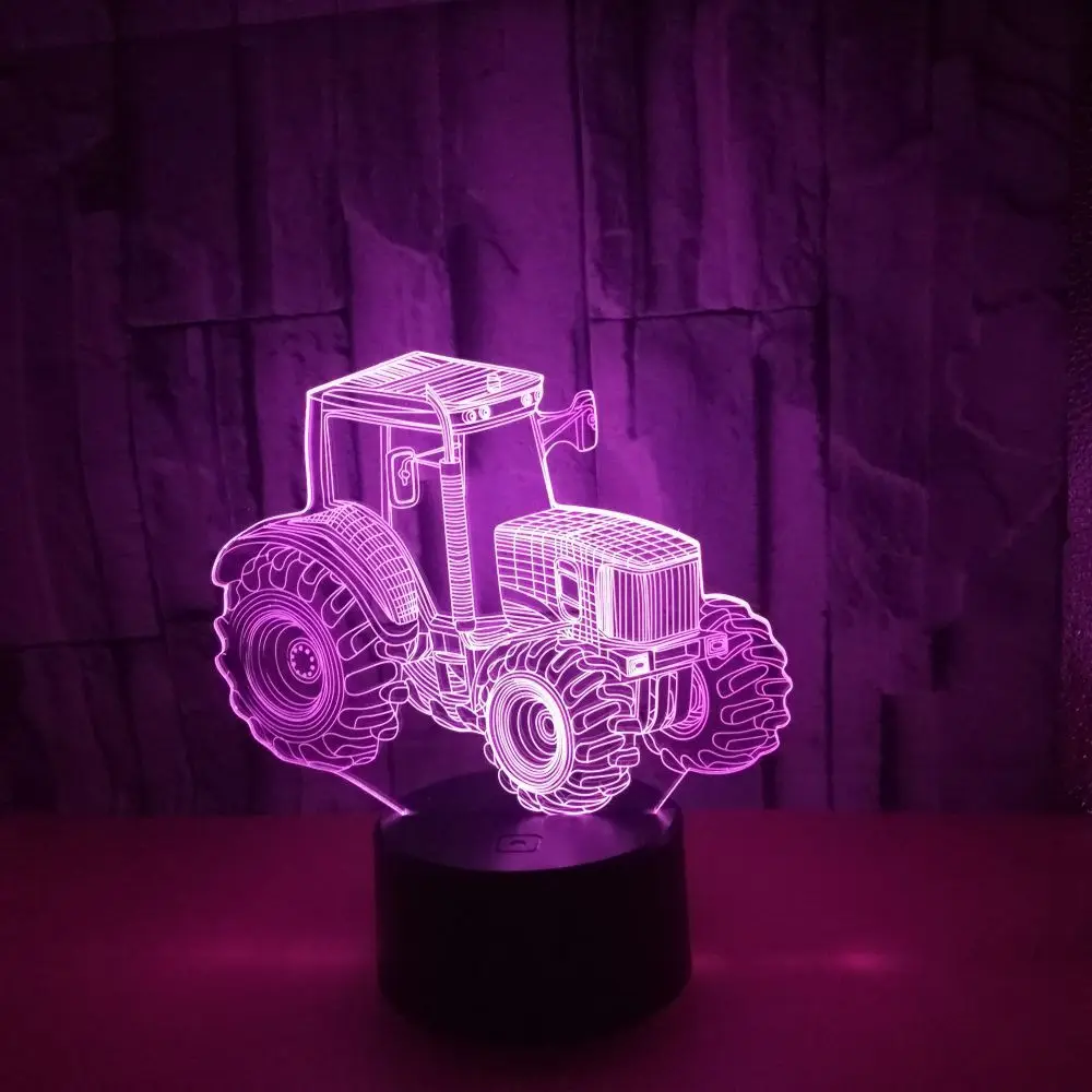 1pc Tractor 3D Night Light, 3D Optical Illusion Lamp With Touch & Remote Control, 16-Color Changing Ambient Light For Bedroom