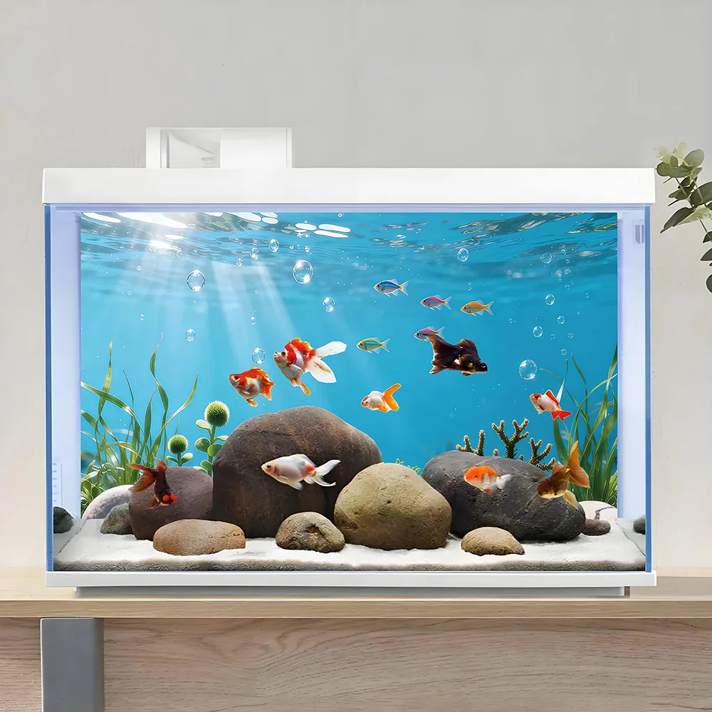 Aquarium Background, Background For Fish Tank , Fish Scene, Aquarium decor, Front Self-Adhesive 2D Flat Sticker