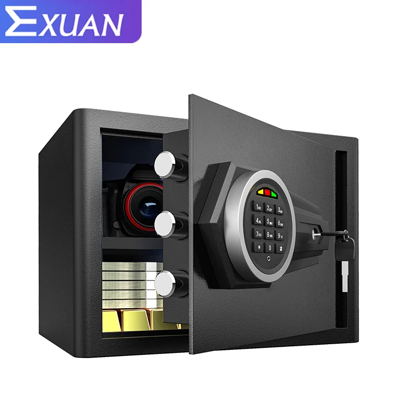 EXUAN  Electronic Safe Deposit Safe Box Fireproof  W/ Digital Access & Override Keys for Store Money Gun Jewelry Document