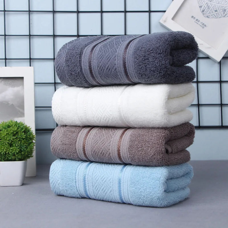Plain Patterned Cotton Bath Towel  Soft and Absorbent  Not Easy To Fade   Suitable for Adult Bath Towels and Household Items