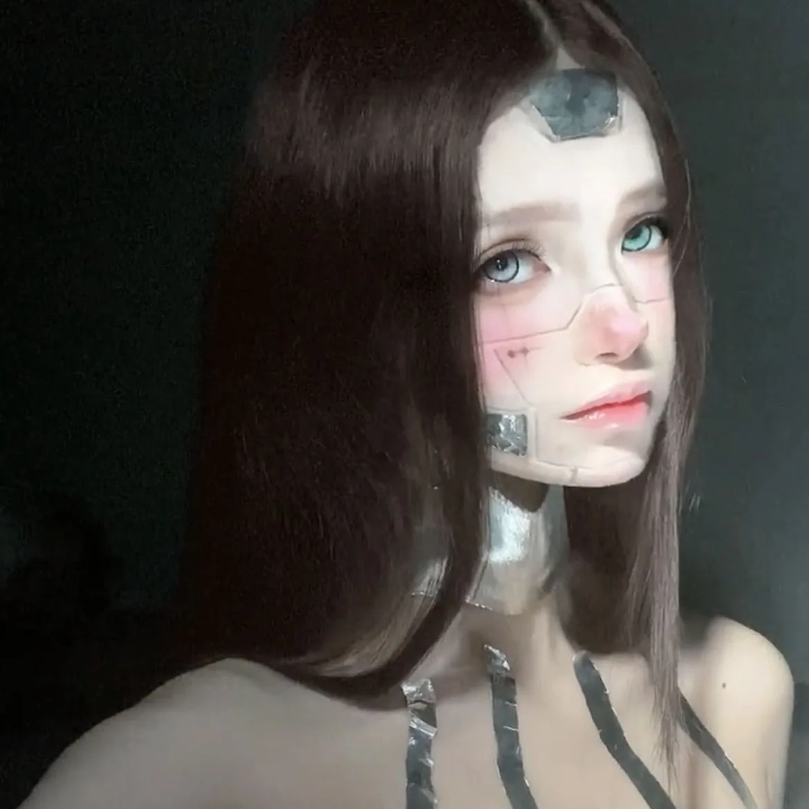 Creativo Cyberpunk temporaneo AI Future nastro per trucco fai da te adesivi in argento Machina accessori Cosplay