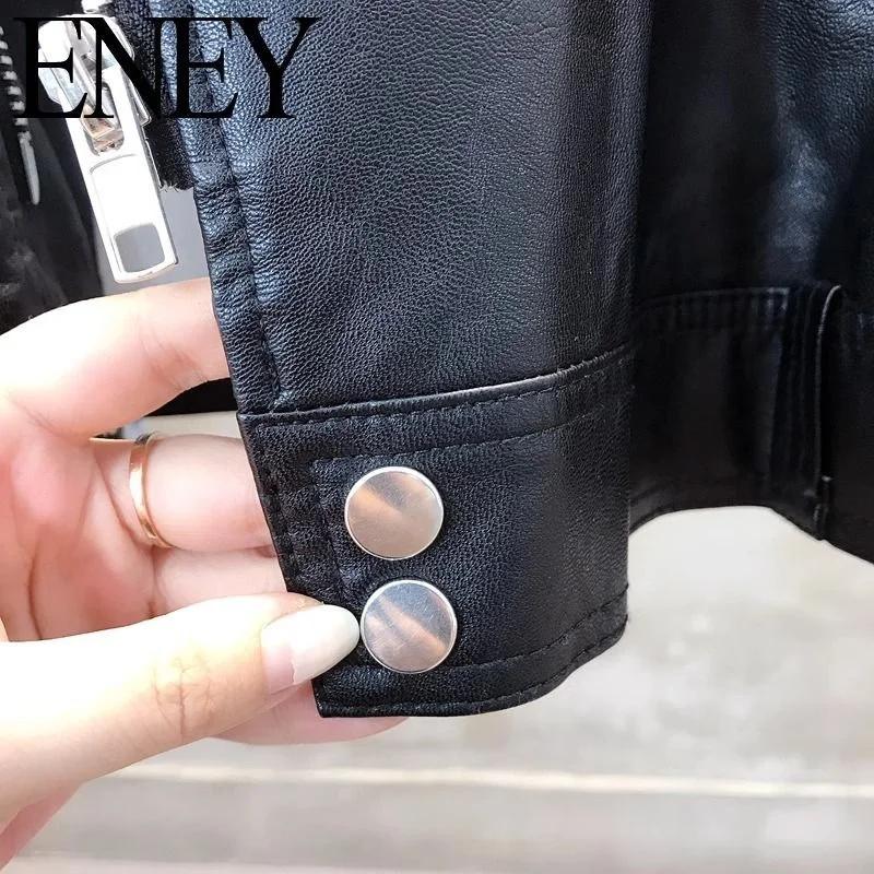 Wysokiej jakości płaszcz ze skóry PU damski 2025 wiosna jesień nowa amerykańska odzież wierzchnia damska fajna kurtka skórzana w stylu fan wagon płaszcz damski