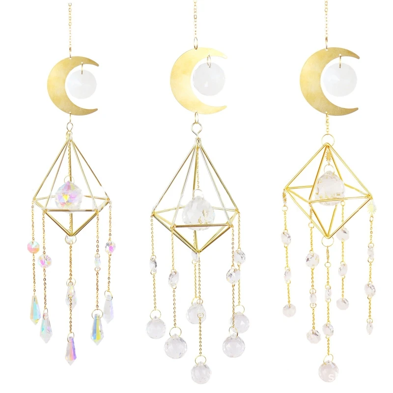 Suncatcher ​Crystal Pendant Moon Charm Crystal Light Catching Ornament for Home Indoor Living Room Decoration