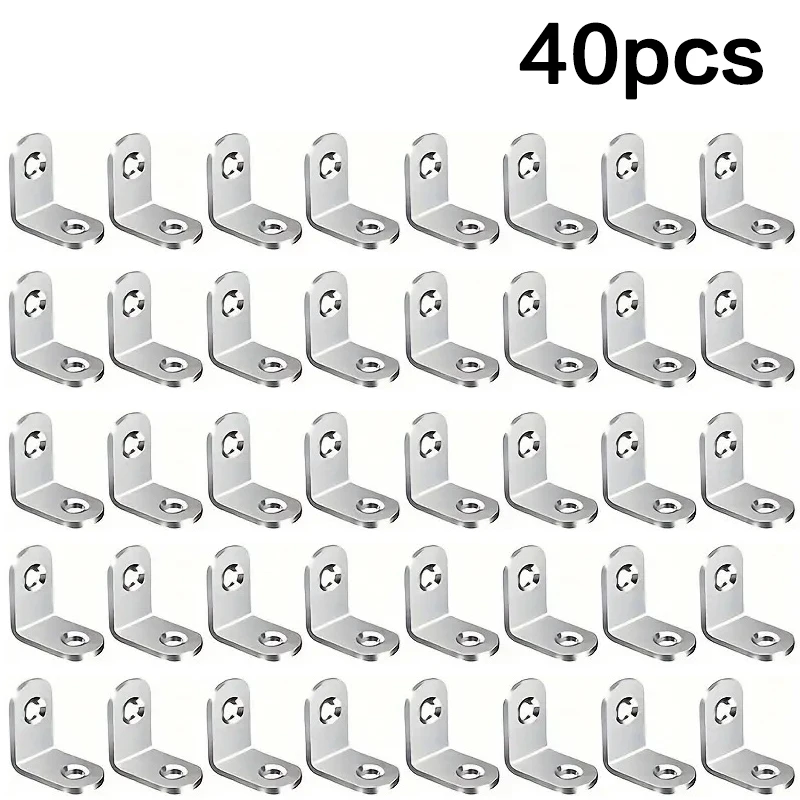 40/20 stuks roestvrijstalen L-beugels - kleine haakse hoekbeugel voor planken, houten meubels, stoel, meubelaccessoires