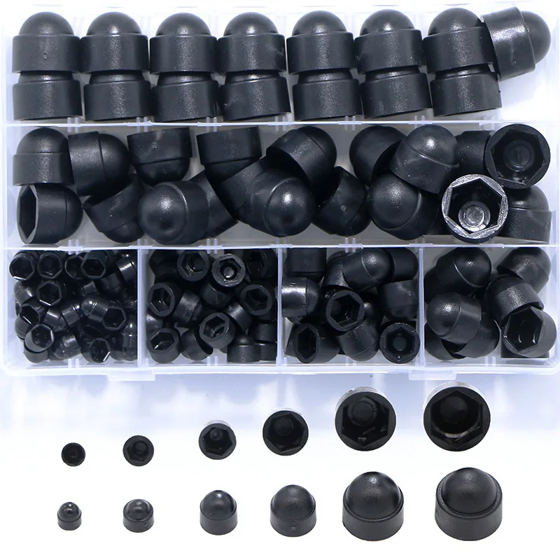 145PCS Hex Nut Cap Set Screw Protection Caps M4-M12 Bolt Dust Covers Nuts Non Slip Assortment