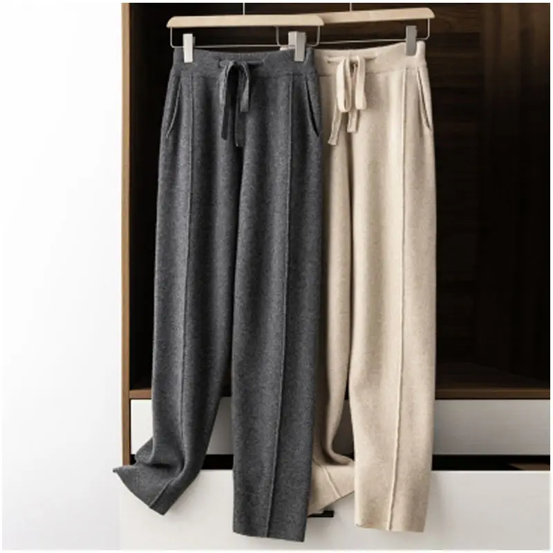 Cashmere Pants Women Wool Knitted Radish Trousers Autumn and Winter Solid Color High Waist Loose and Slimming Straight Pants