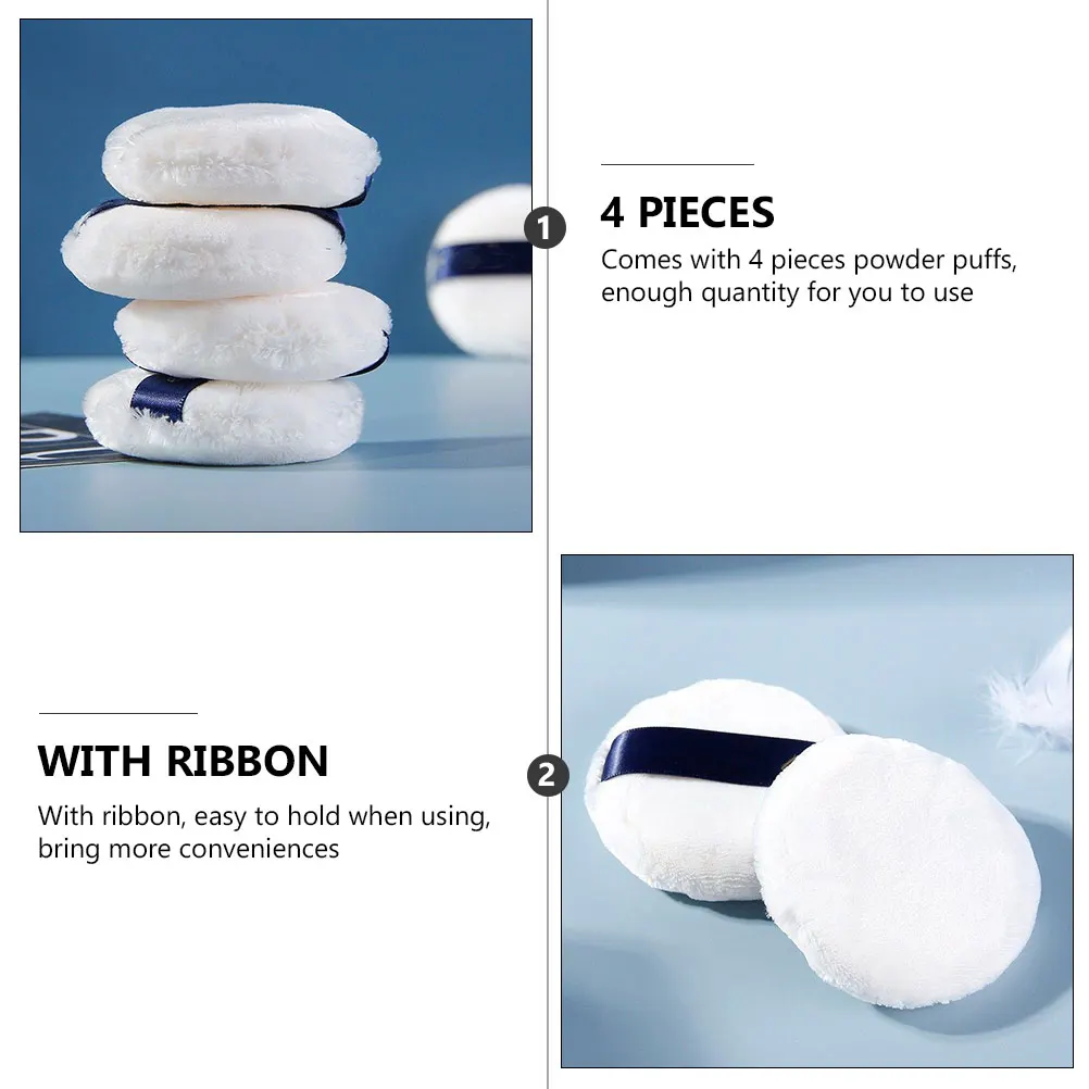 

4pcs Powder Makeup Powder Puff Cosmetics Round Reusable Washable Skin Friendly Compact Setting Large for Women