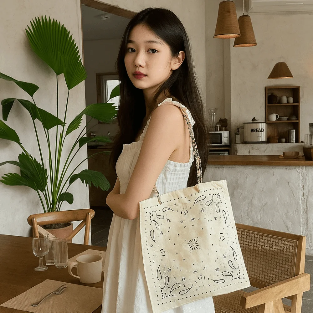 

Холщовая сумка с принтом цветов кешью, двухсторонняя холщовая большая сумка в стиле ретро, большая вместительная сумка для покупок, сумка на плечо в этническом стиле