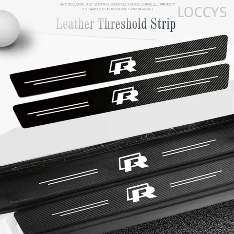 1/4/5Pcs Car Door Sill Carbon Microfiber Protector Sticker For Volkswagen VW R Caddy Golf Passat Tiguan T-Cross Beetle CC Amarok